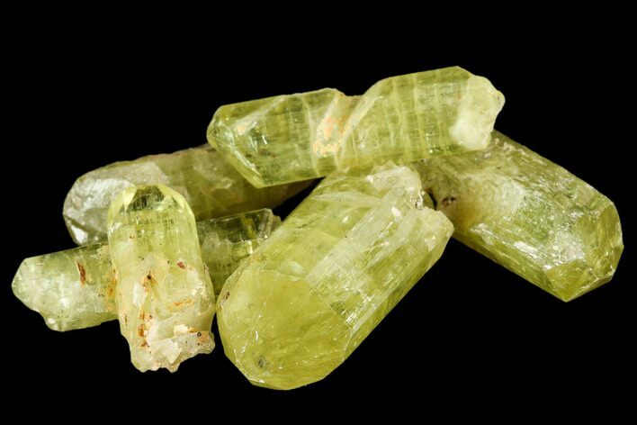 Five Yellow Apatite Crystals (over ) - Morocco #108373